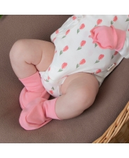 Комплект варежки анти-царапки и пинетки &quot;Тюльпанчики&quot;