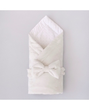 Одеяло на выписку 90х90 «Звездочки», с бантом на резинке демисезонное (молочный) 