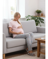 Пижама для беременных розовый/серый