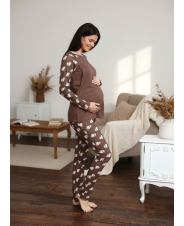 Пижама для беременных и кормящих коричневый