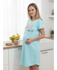 Ночная сорочка  для беременных и кормящих; голубой прин