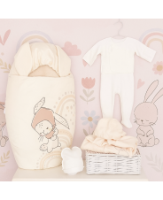 Комплект на выписку 6 предметов "Мой зайка", зимний, молочный