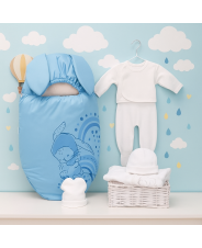 Комплект на выписку 6 предметов "Мой зайка", зимний, голубой