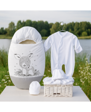 Комплект на выписку 5 предметов "Леснушки", зимний, серый олененок 