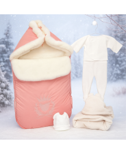 Комплект на выписку 6 предметов "Орсетто", зимний, розовый 