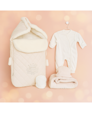 Комплект на выписку 5 предметов "Империя", зимний, молочный 