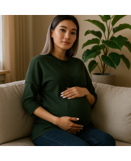 Лонгслив темно-зеленый с вертикальными молниями 