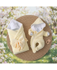 Комплект на выписку 5 предметов "Пломбир", демисезонный, желтый