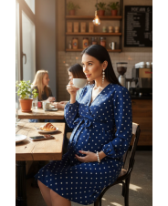 Платье для беременных синее в горох