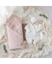 Комплект на выписку 4 предмета "Сатин", пудра, лето