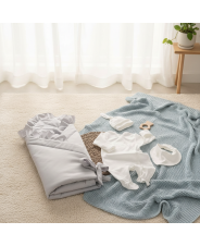 Комплект на выписку 4 предмета "Сатин", серый,лето