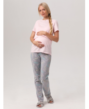 Пижама для беременных розовый/серый