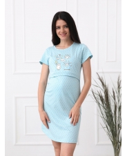 Ночная сорочка  для беременных и кормящих; голубой,беж