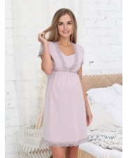 Ночная сорочка  для беременных и кормящих; серо-розовый
